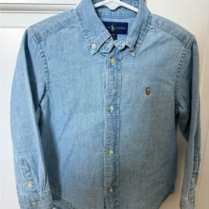 Ralph Lauren Light Blue Chambray/ Denim Button-Down Shirt with signature pony 3T